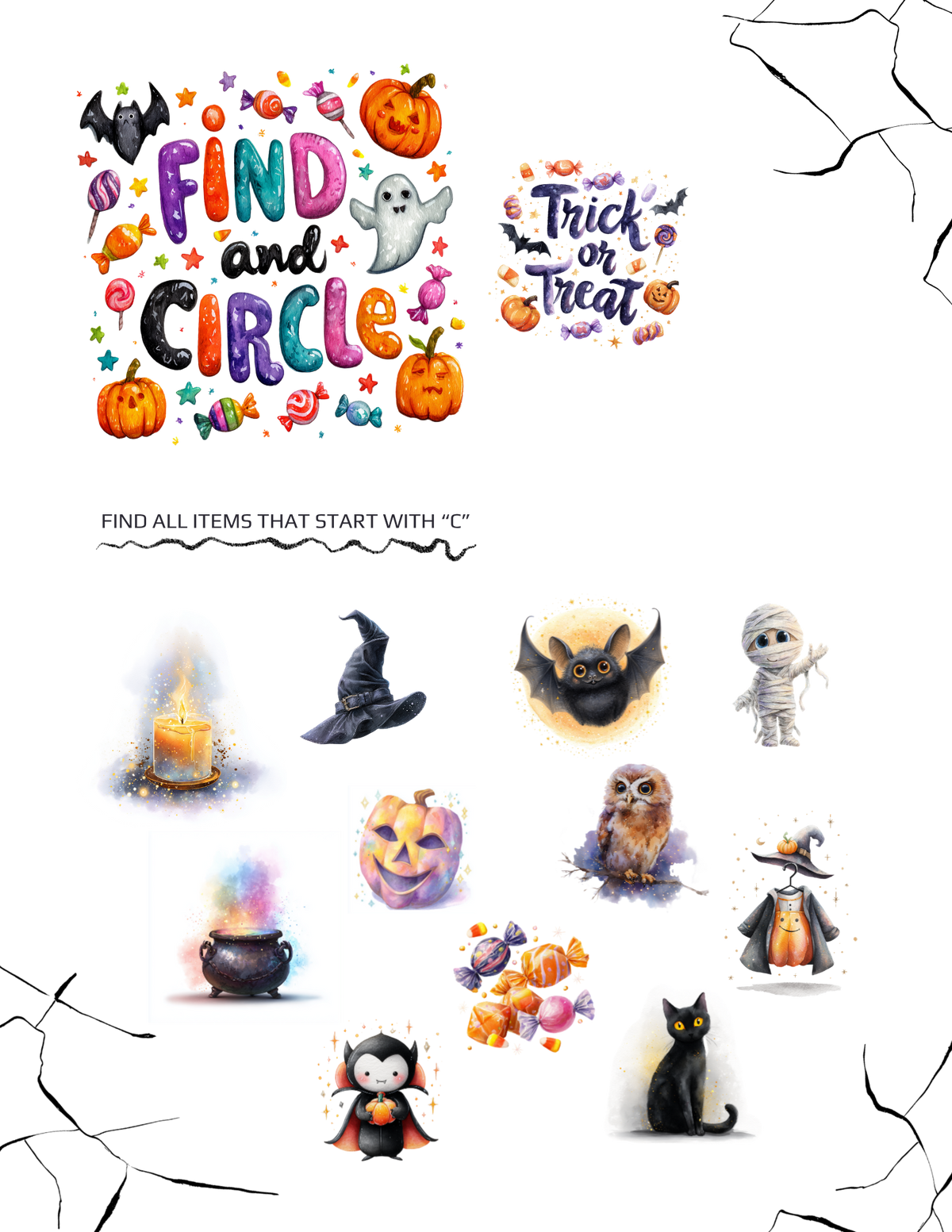 Halloween Activity Book for Kids | 21 Fun & Educational Printable Worksheets