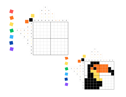 Color Nonogram Puzzle Book for Kids & Beginners | Printable PDF | Logic Brain Games