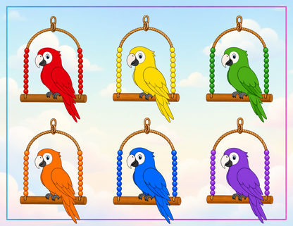 Parrot Color Matching Activity | Printable Preschool Learning Game | PDF Download