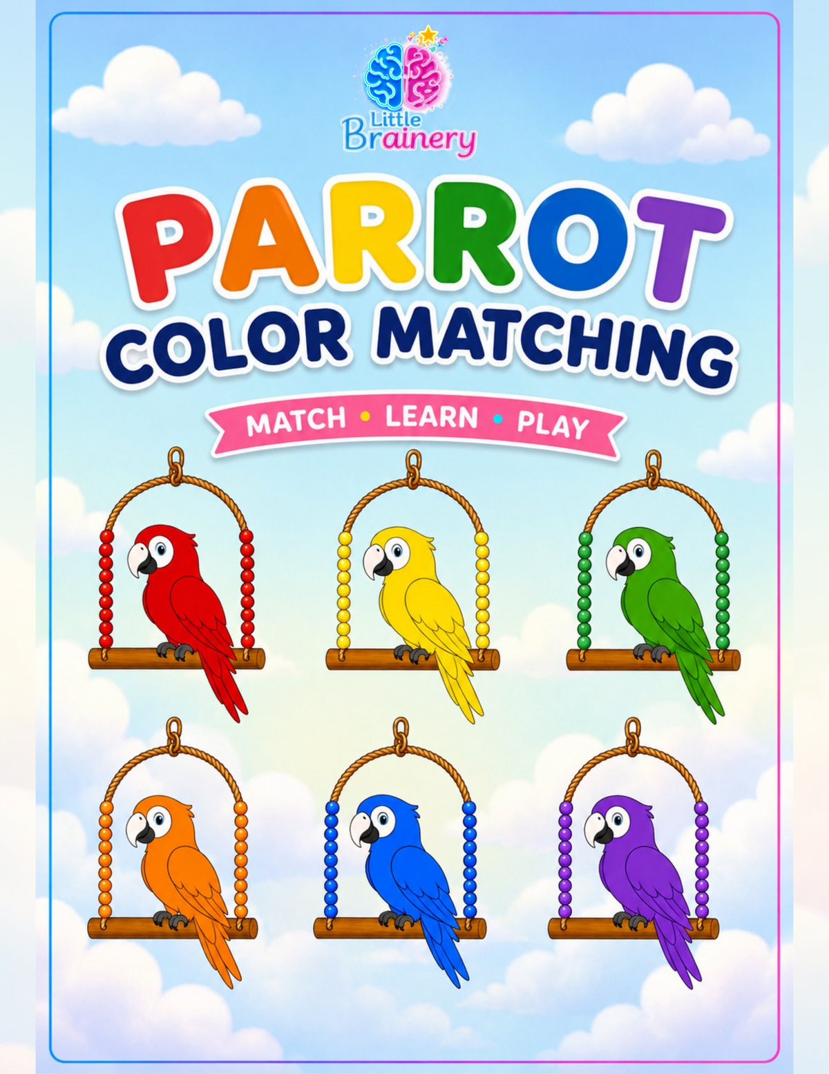 Parrot Color Matching Activity | Printable Preschool Learning Game | PDF Download