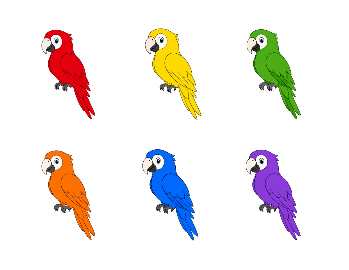 Parrot Color Matching Activity | Printable Preschool Learning Game | PDF Download