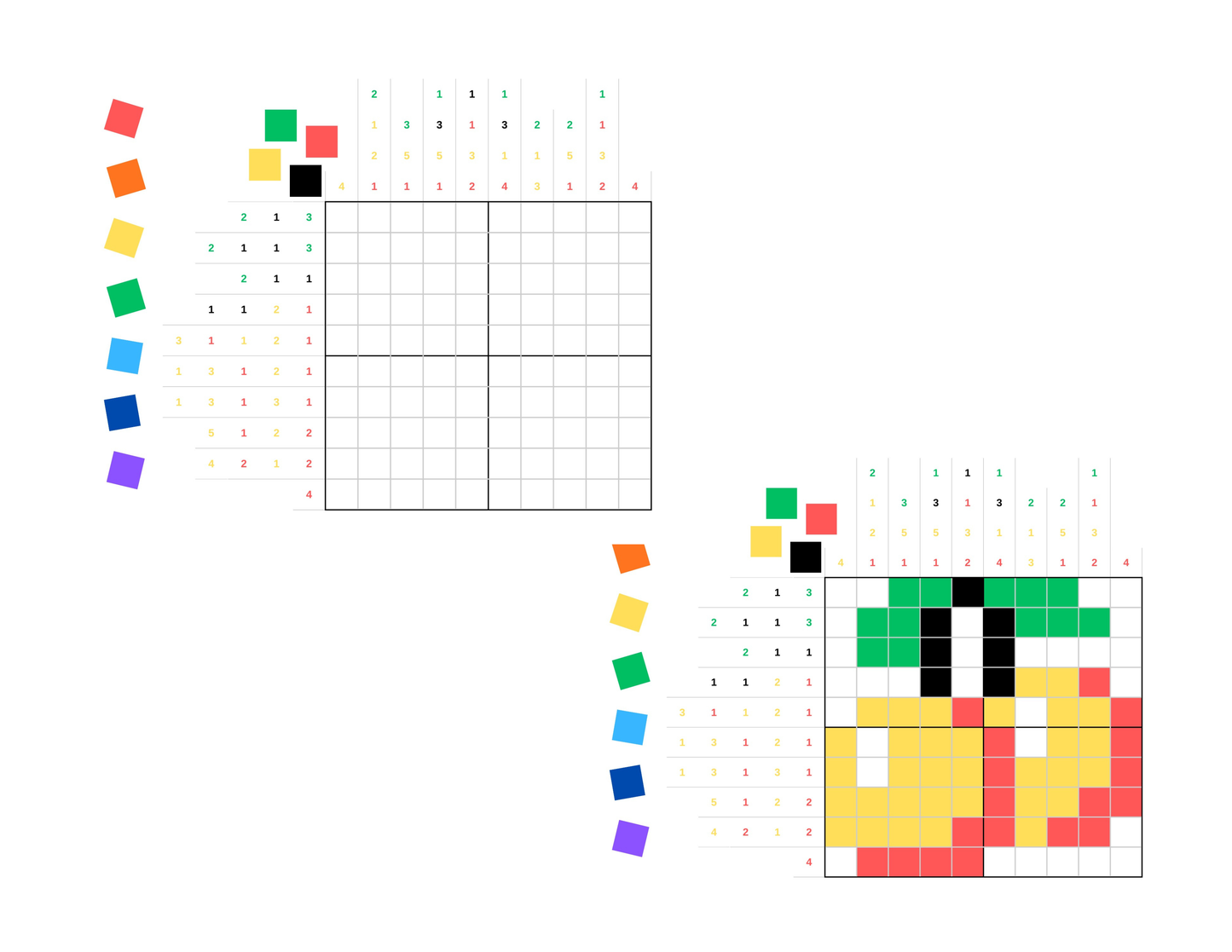 Color Nonogram Puzzle Book for Kids & Beginners | Printable PDF | Logic Brain Games