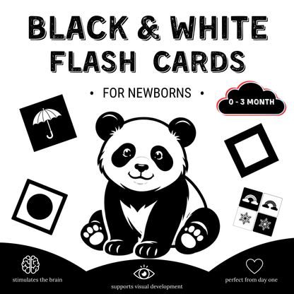 Black & White Flash Cards for Newborns | High-Contrast Visual Stimulation Cards