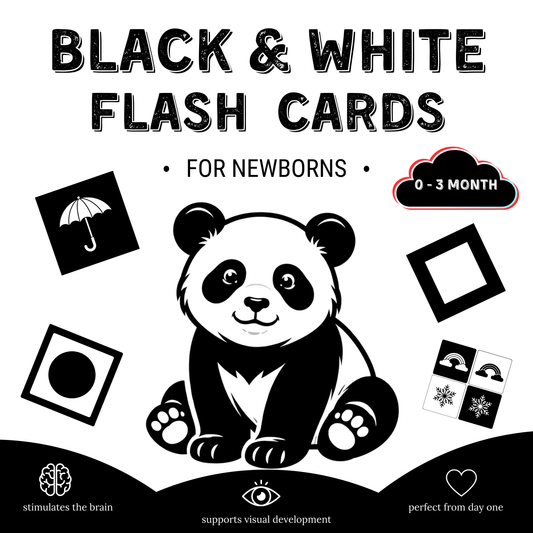 Black & White Flash Cards for Newborns | High-Contrast Visual Stimulation Cards