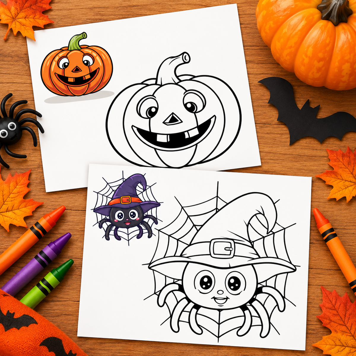 Halloween Coloring Pages for Kids | Cute Pumpkin, Spider & More | Printable Halloween Activity | PDF Download