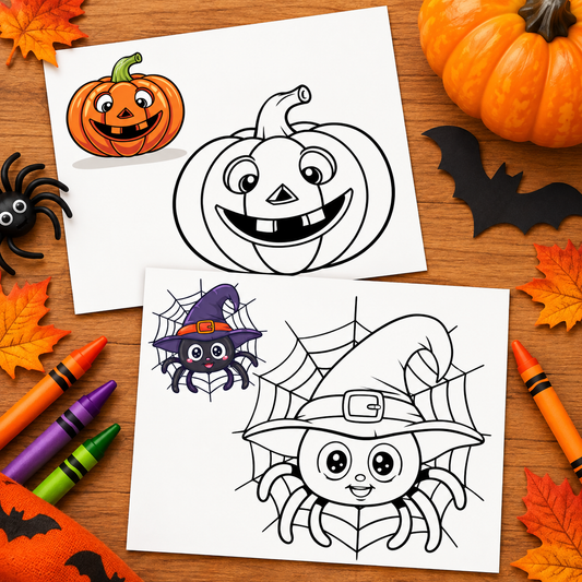 Halloween Coloring Pages for Kids | Cute Pumpkin, Spider & More | Printable Halloween Activity | PDF Download