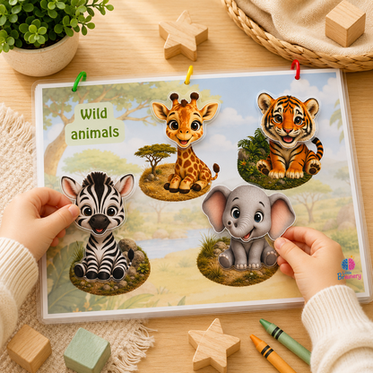 Laminated Animal Head & Body Matching Activity – Velcro Learning Game | 20 Animals | Toddler & Preschool Activity