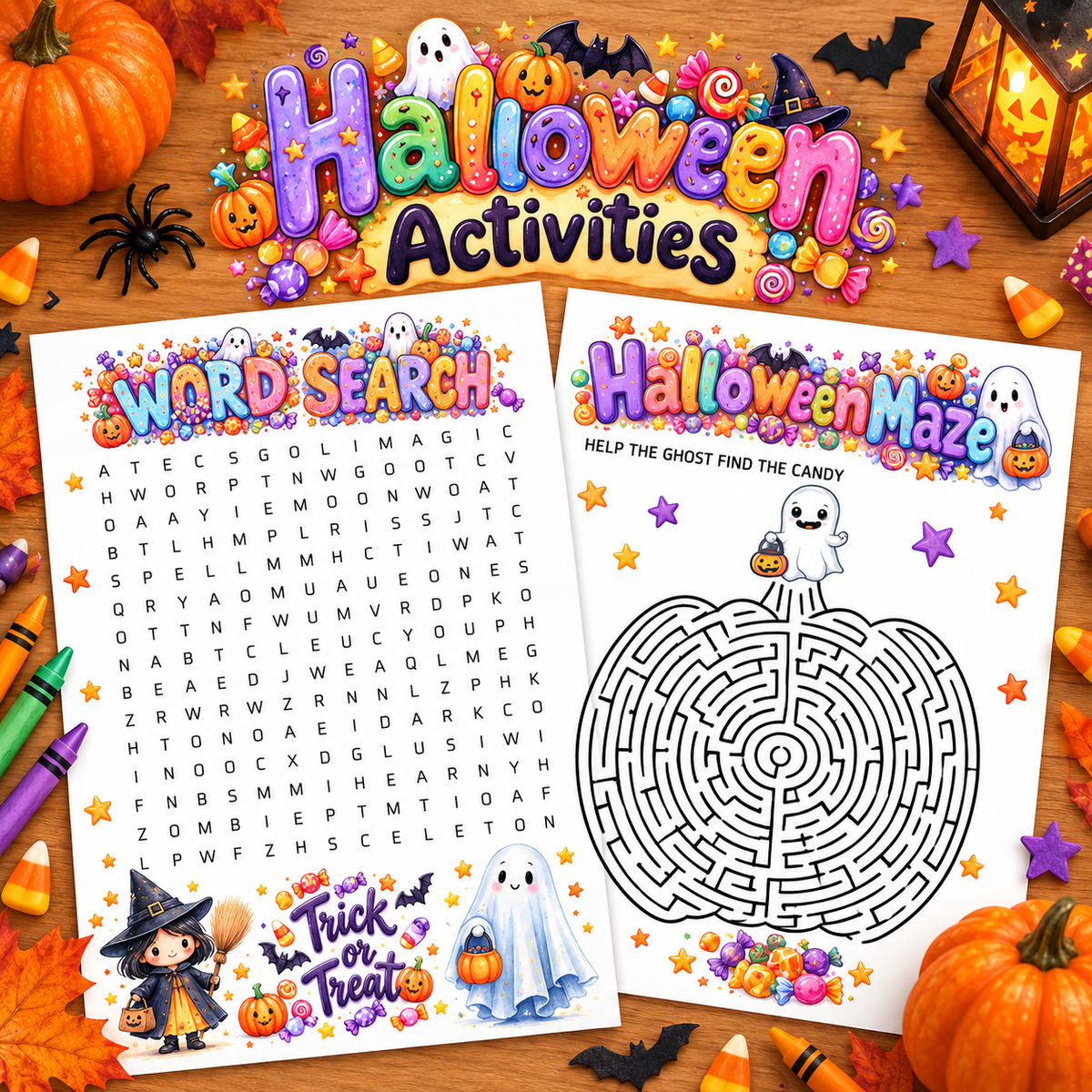 Halloween Activity Book for Kids | 21 Fun & Educational Printable Worksheets