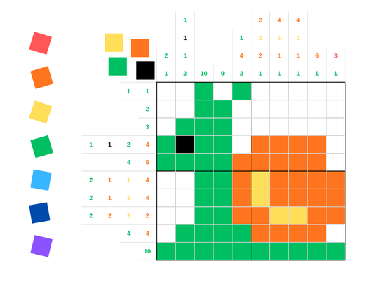 Color Nonogram Puzzle Book for Kids & Beginners | Printable PDF | Logic Brain Games