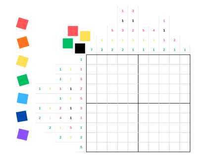 Color Nonogram Puzzle Book for Kids & Beginners | Printable PDF | Logic Brain Games