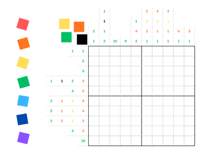 Color Nonogram Puzzle Book for Kids & Beginners | Printable PDF | Logic Brain Games