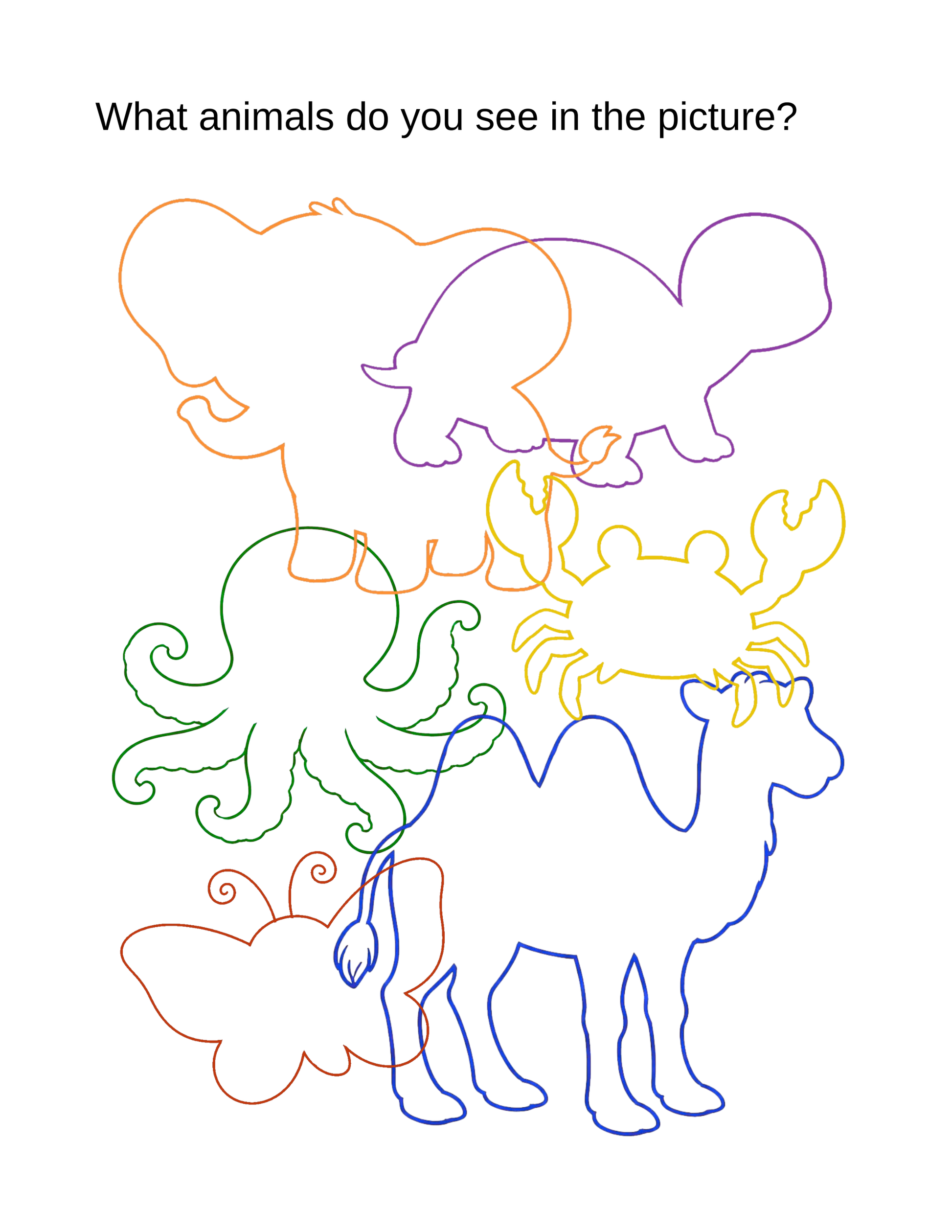 Hidden animals game printable for kindergarten and homeschool learning