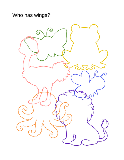 Look & Find Animals printable activity for preschool and kindergarten children