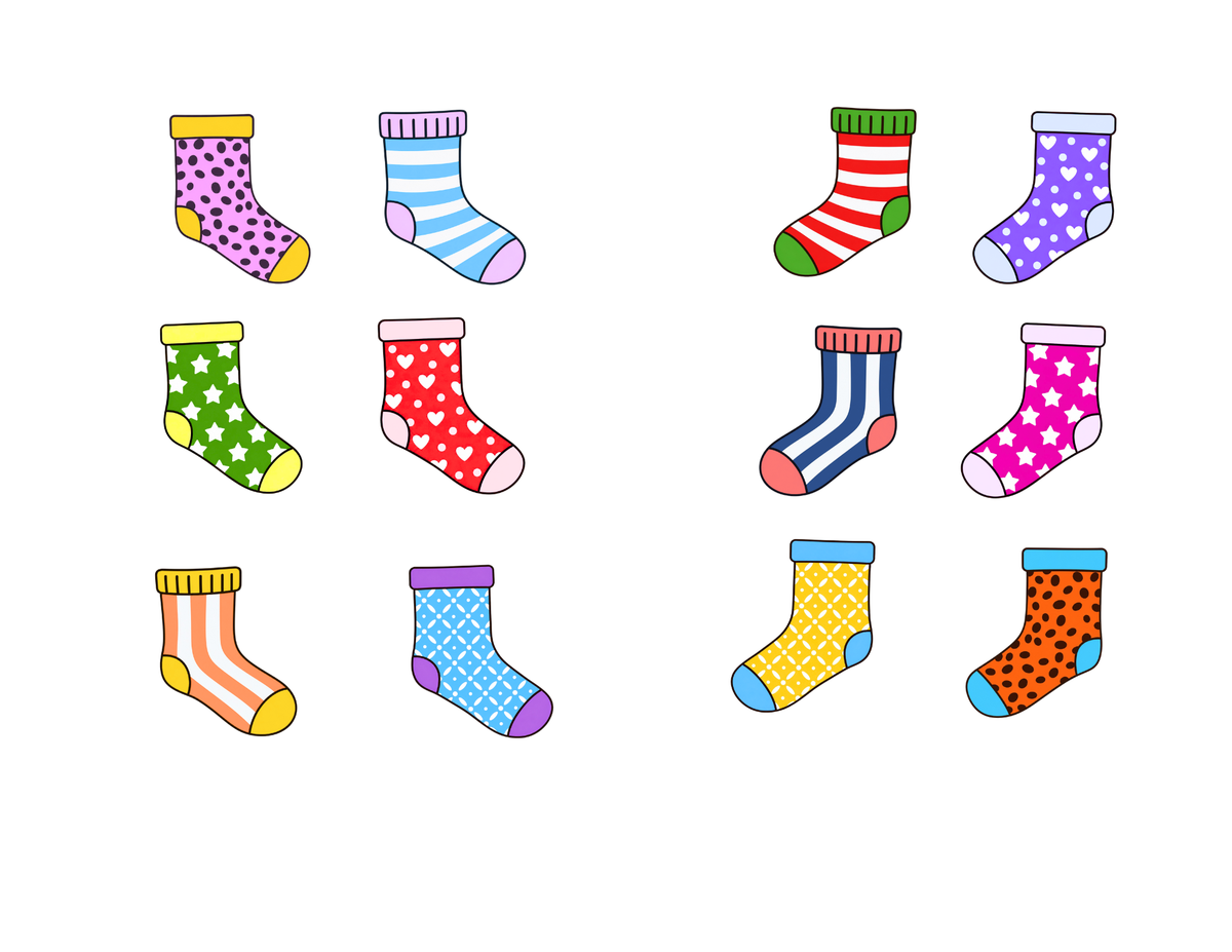 Find the Matching Sock Printable | Sock Matching Activity for Kids | Preschool Matching Game | PDF Download