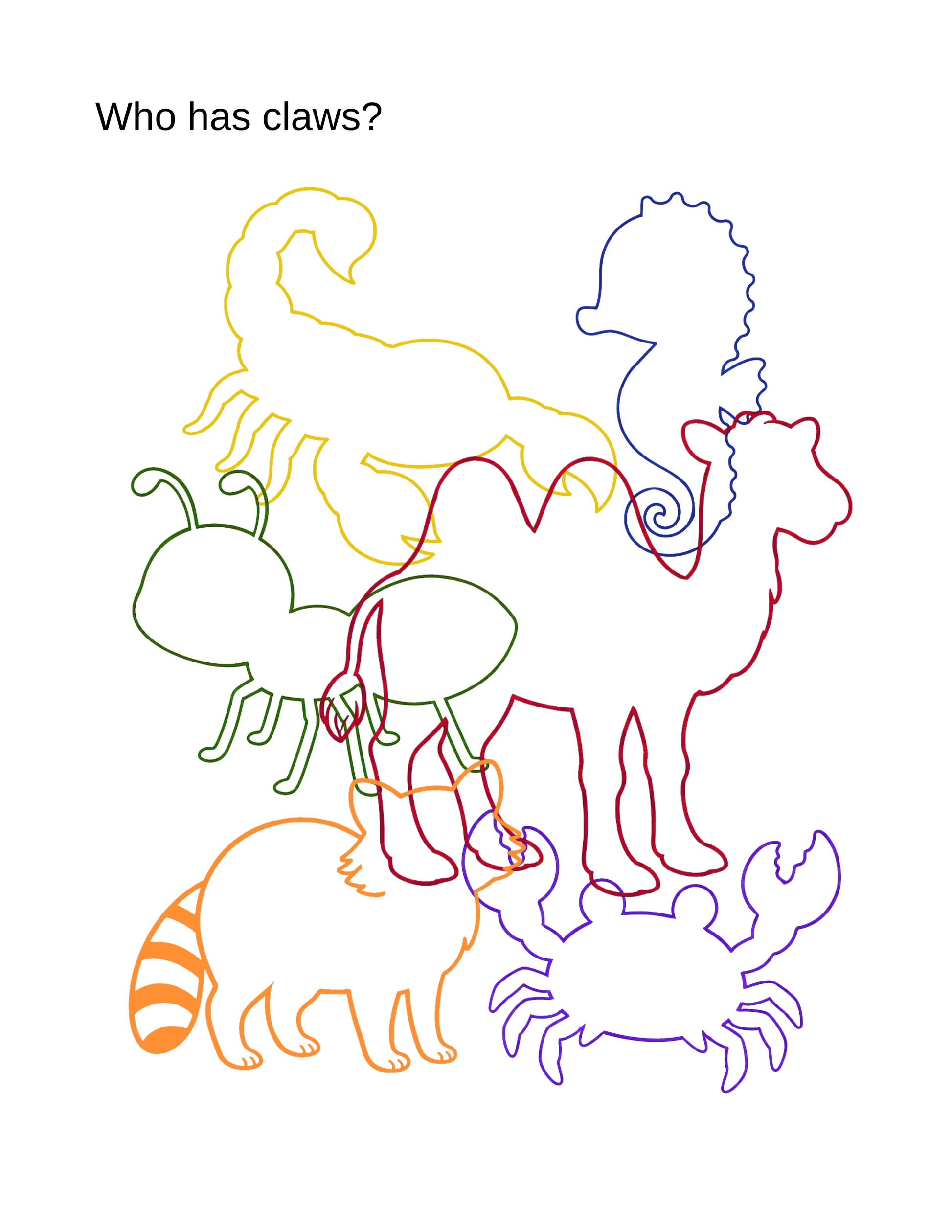 Visual discrimination activity with hidden animal outlines for young children